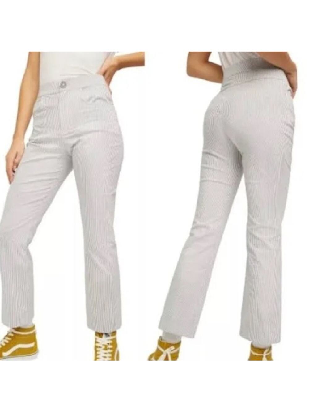 Free People Florence Crop Railroad Stripe High Rise Pants in Navy - NWOT -Medium